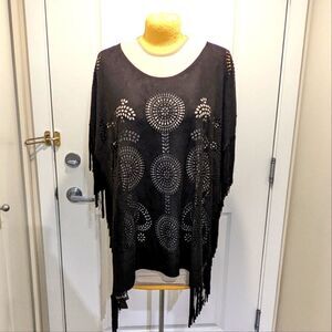 $5 Item! Step in Style OS Boho Faux Suede Laser Cut Mandala Pattern Fringe …